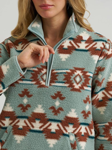 Wrangler Women's Desert Blue High Plains Sherpa Zip Pullover
