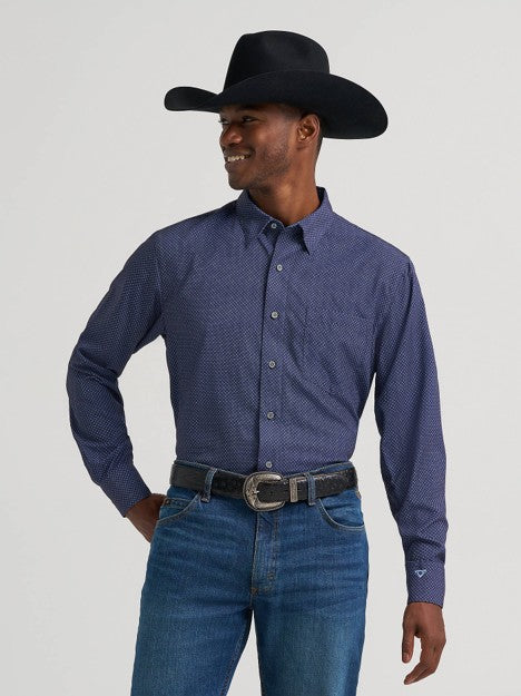Wrangler Men's Navy Night Cody Johnson Performance Button Down Shirt
