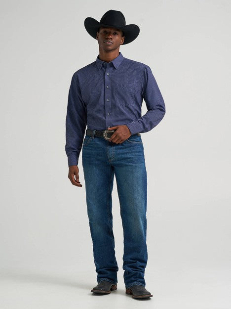 Wrangler Men's Navy Night Cody Johnson Performance Button Down Shirt