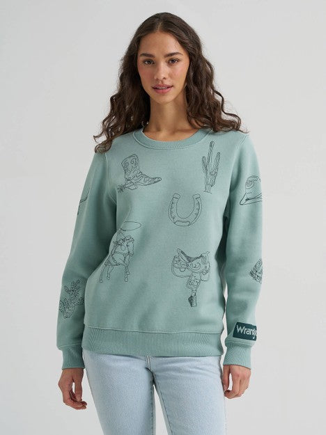 Wrangler Women's Blue Icon Crew Sweatshirt