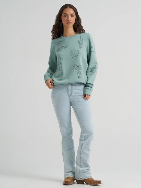 Wrangler Women's Blue Icon Crew Sweatshirt
