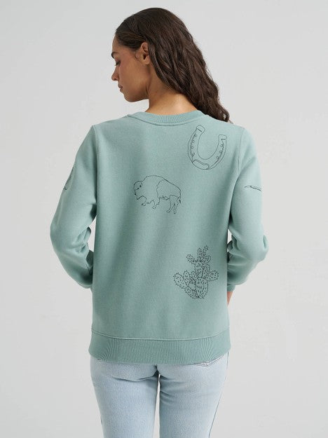 Wrangler Women's Blue Icon Crew Sweatshirt