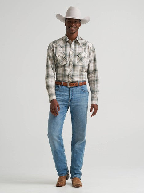 Wrangler Men's Olive Toast Retro Sawtooth Pocket Western Snap Shirt