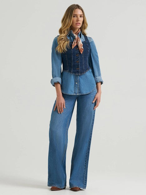 Wrangler Women's Dark Denim Bustier Vest