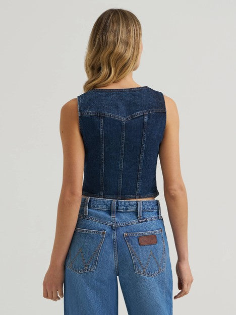Wrangler Women's Dark Denim Bustier Vest