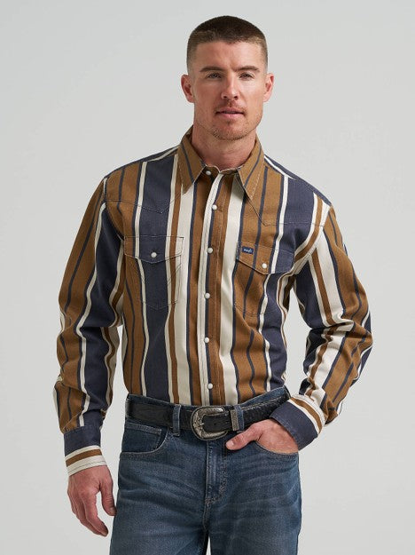 Wrangler Men's Amber Wheat Vintage-Inspired Brushpopper Workshirt