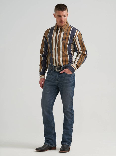 Wrangler Men's Amber Wheat Vintage-Inspired Brushpopper Workshirt
