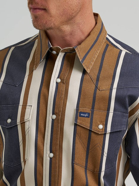 Wrangler Men's Amber Wheat Vintage-Inspired Brushpopper Workshirt