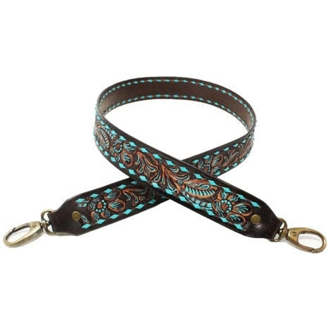 Challenger Antique Floral Tooled with Turquoise Leather Replacement Shoulder Strap