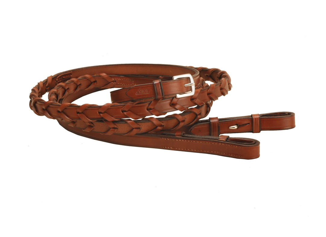 Tory Leather 54" Laced Rein with Stud Hooks
