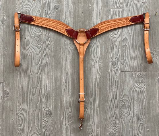 Billy Cook Barbwire Tooled Roper Breast Collar