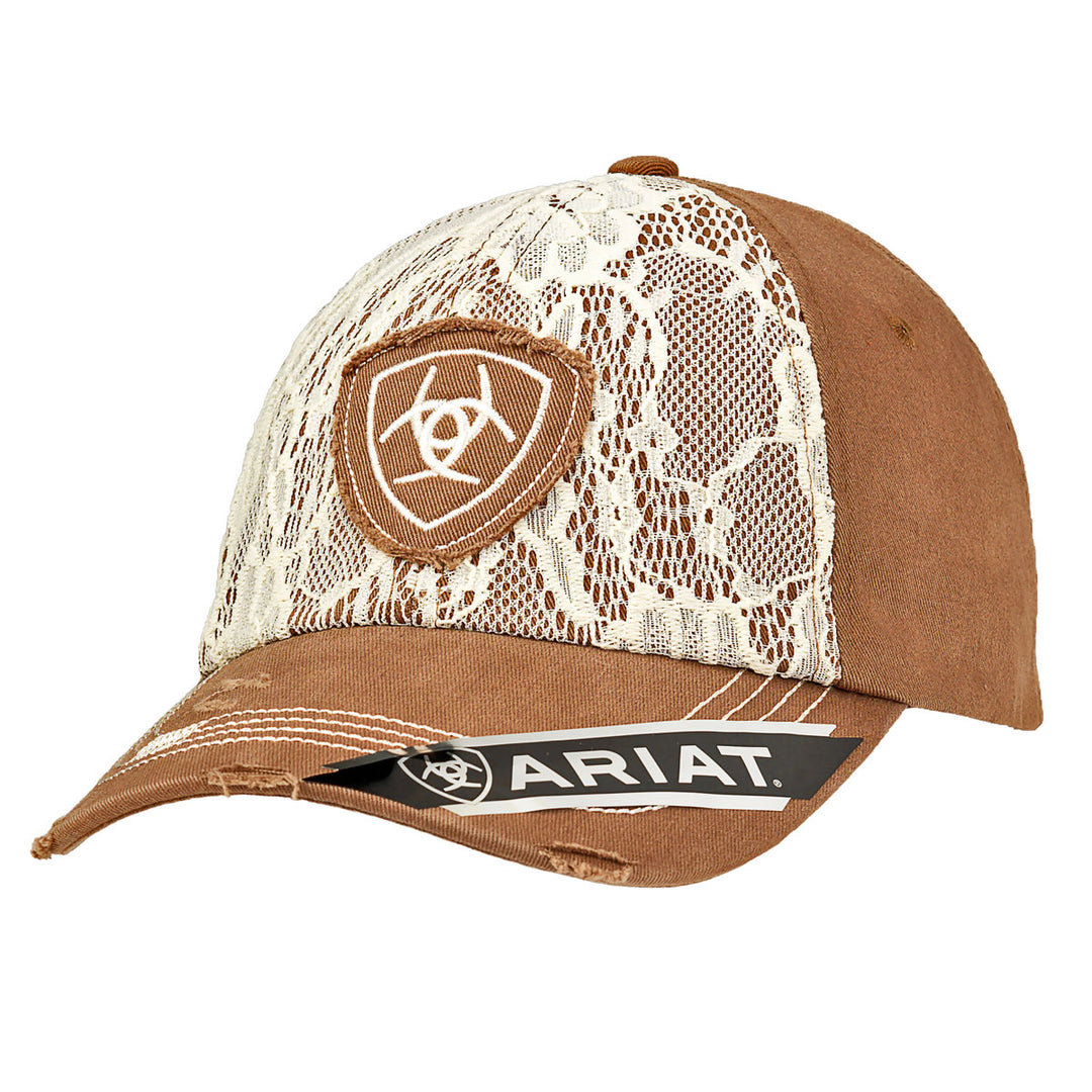 Ariat Women's Lace Overlaid Brown Ball Cap