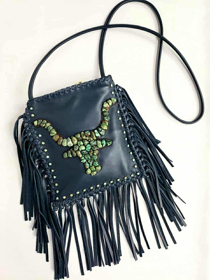 KurtMen Navy Longhorn Nugget Crossbody Bag