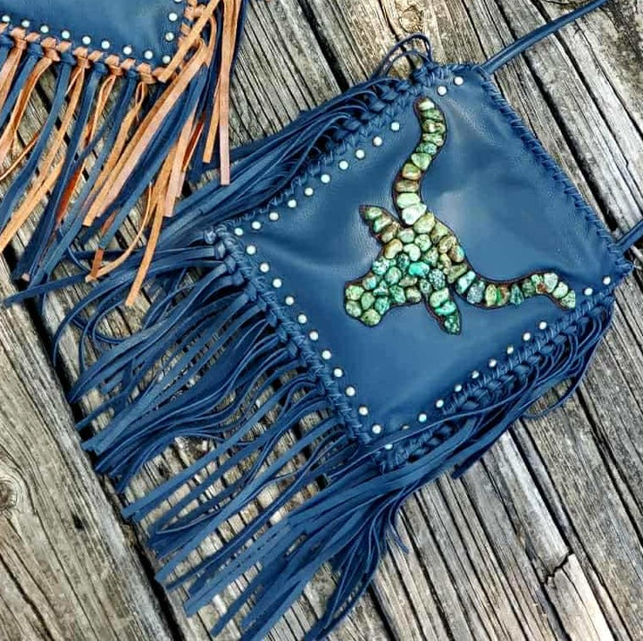 KurtMen Navy Longhorn Nugget Crossbody Bag
