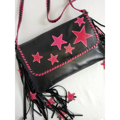 KurtMen Black and Pink Stared Clutch Crossbody Bag