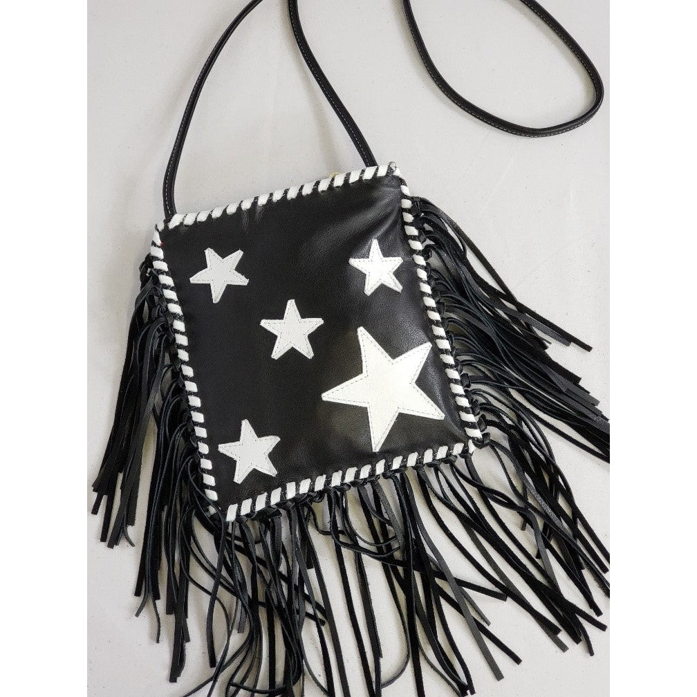 KurtMen Black with White Stars Crossbody Bag