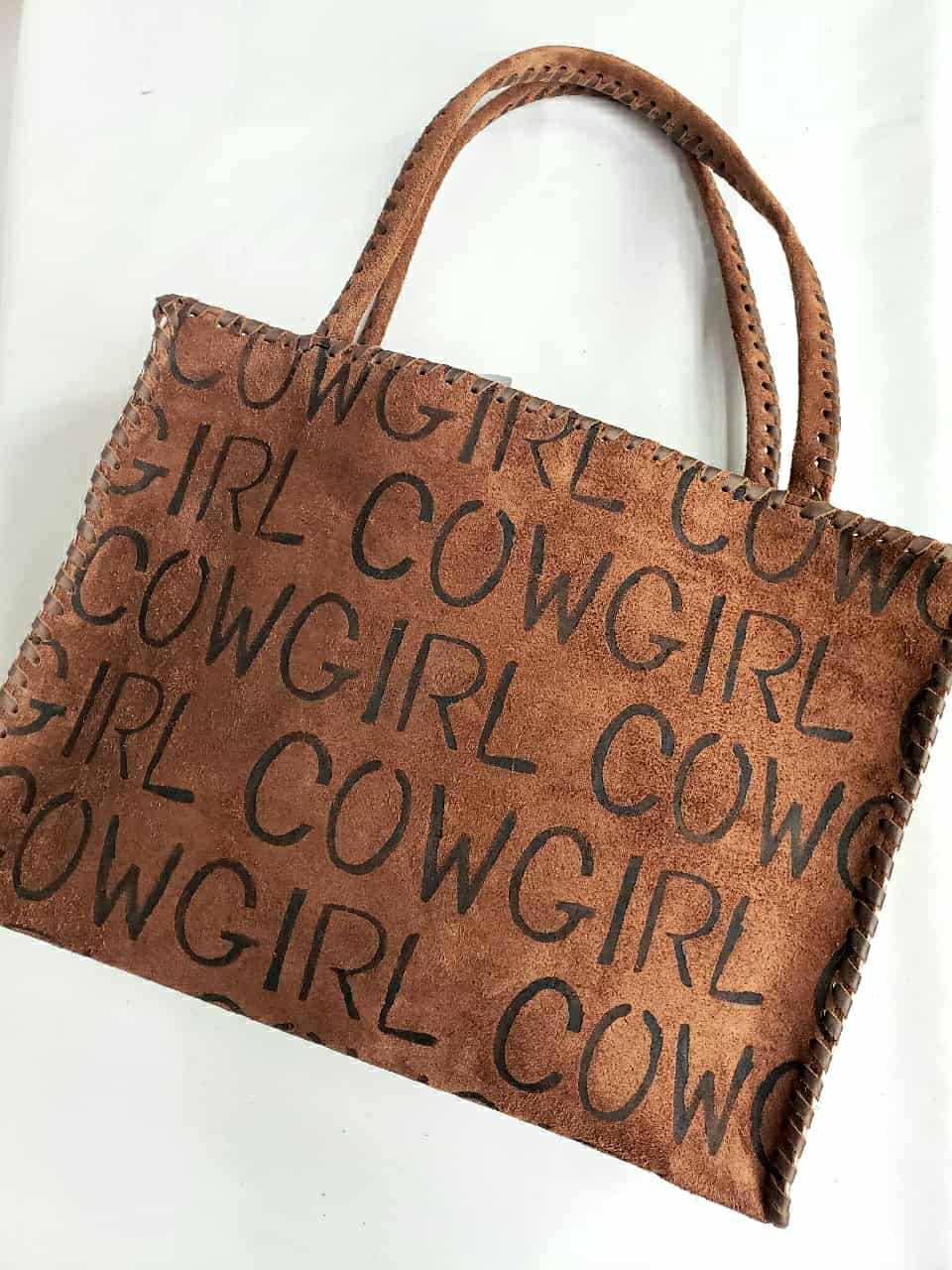 KurtMen Cognac Suede Cowgirl Stockyards Horizontal Box Tote