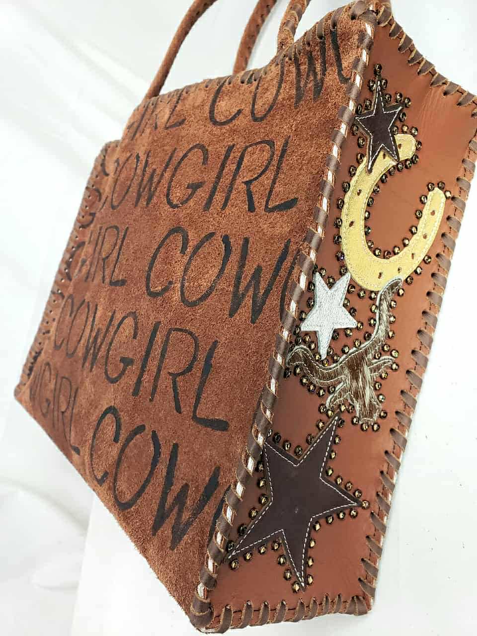 KurtMen Cognac Suede Cowgirl Stockyards Horizontal Box Tote