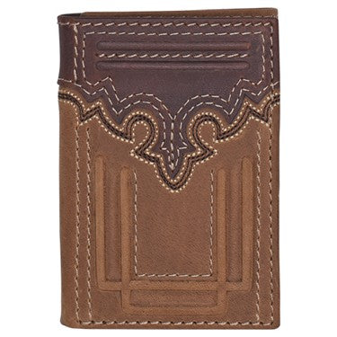 Tony Lama Trifold Wallet with Yoke and Trapunto Accents