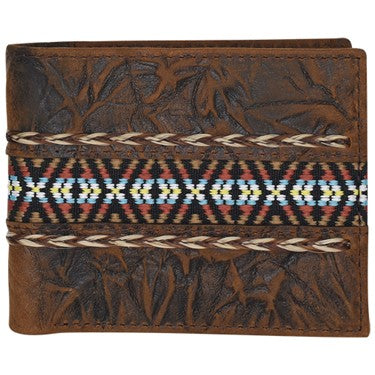 Justin Horse Hair Braid and Southwest Embroidered Large Bifold Wallet