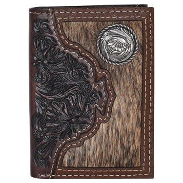 Justin Tooled Yoke Hair On Trifold Wallet