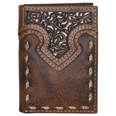 Justin Tooled Yoke with Buckstitch Trifold Wallet