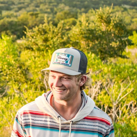 Hooey Tan and Charcoal Sudan Hat with Tan and Blue Patch