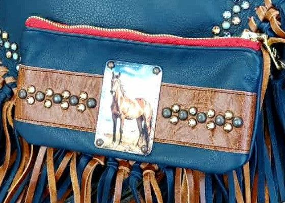 KurtMen Navy Indigo the Wonder Horse Wristlet