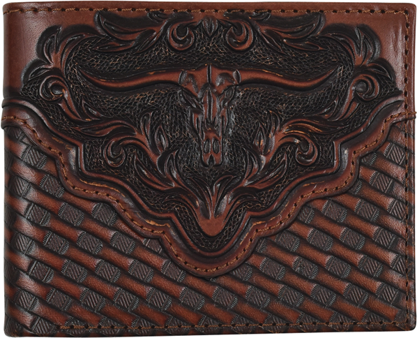 Justin Basketweave and Steerhead Large Bifold Wallet