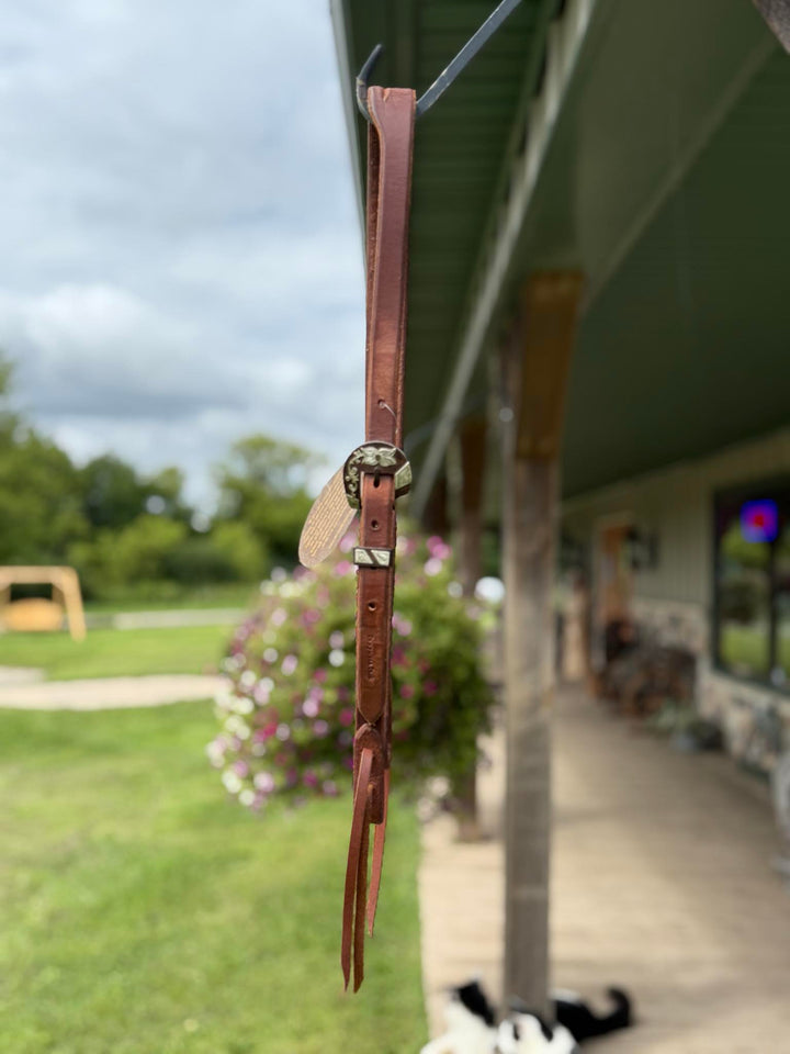Cowperson Tack 3/4 Inch Slit Ear Headstall-Floral Buckle