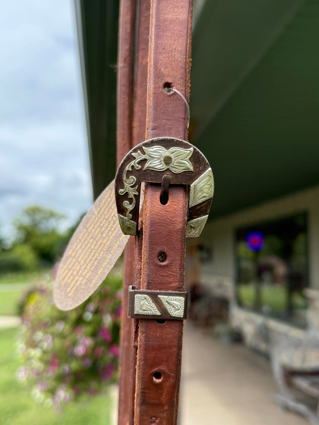 Cowperson Tack 3/4 Inch Slit Ear Headstall-Floral Buckle