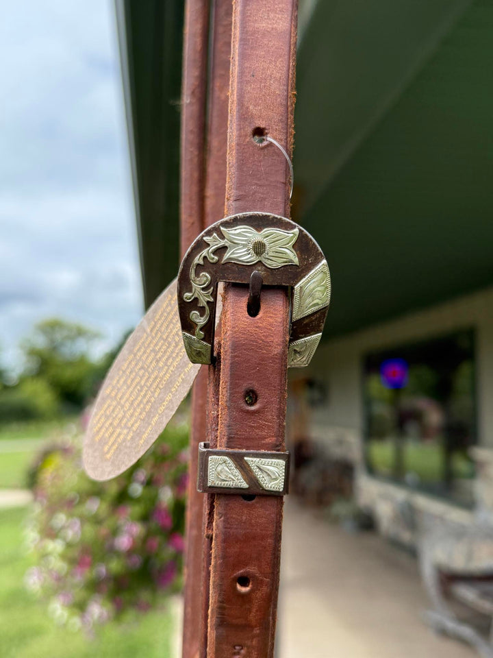Cowperson Tack 3/4 Inch Slit Ear Headstall-Floral Buckle
