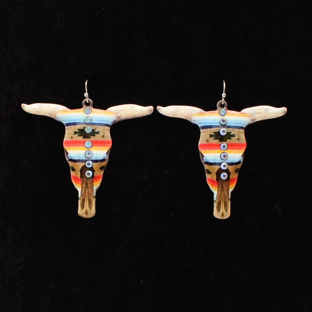 Blazin Roxx Southwest Cow Skull Earrings - West 20 Saddle Co.