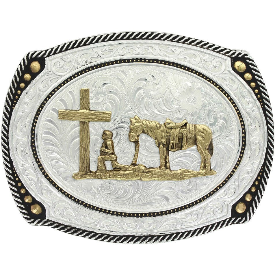 Montana Silversmiths Roped Buckle with Christian Cowboy