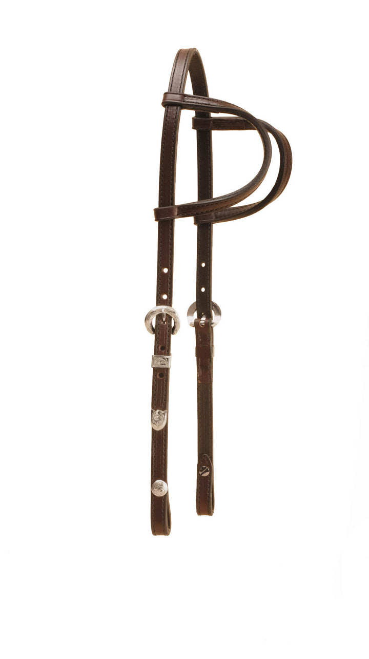 Tory Leather Double Ear Headstall with Silver Buckle Sets