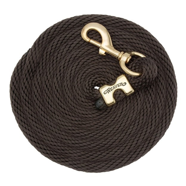 Weaver Leather poly lead rope with solid brass 225 snap, available in multiple colors, designed for durable horse handling.
