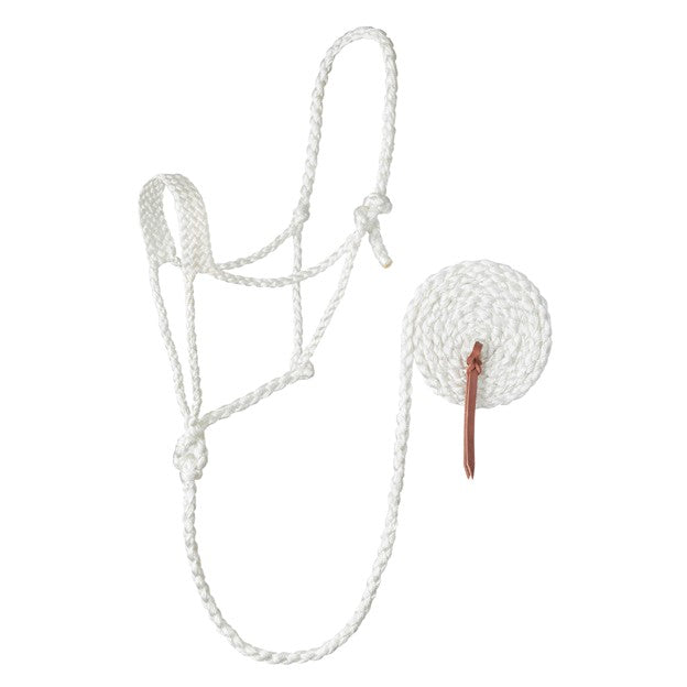 Weaver Leather braided rope halter with 10-foot lead in various colors, designed for livestock training and handling.