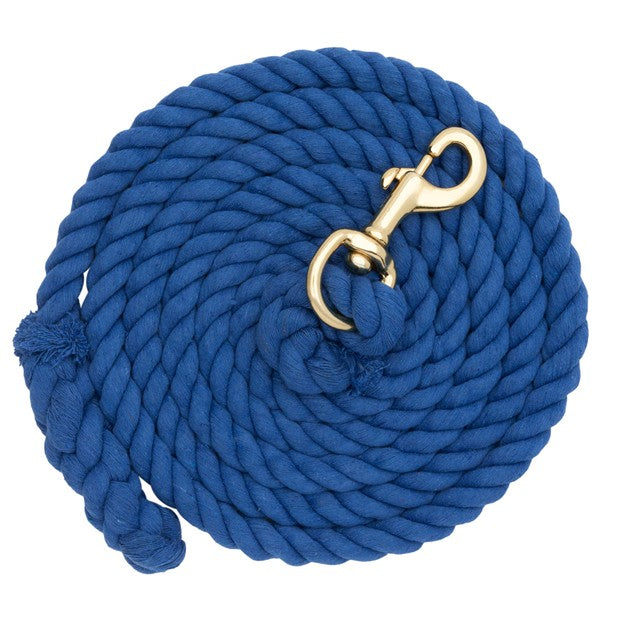 Colorful Weaver Leather cotton lead rope with solid brass 225 snap, designed for durable, secure animal handling.