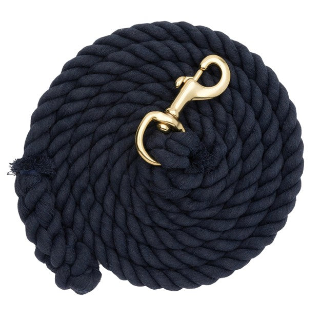 Colorful Weaver Leather cotton lead rope with solid brass 225 snap for livestock or equine use, featuring durable construction.