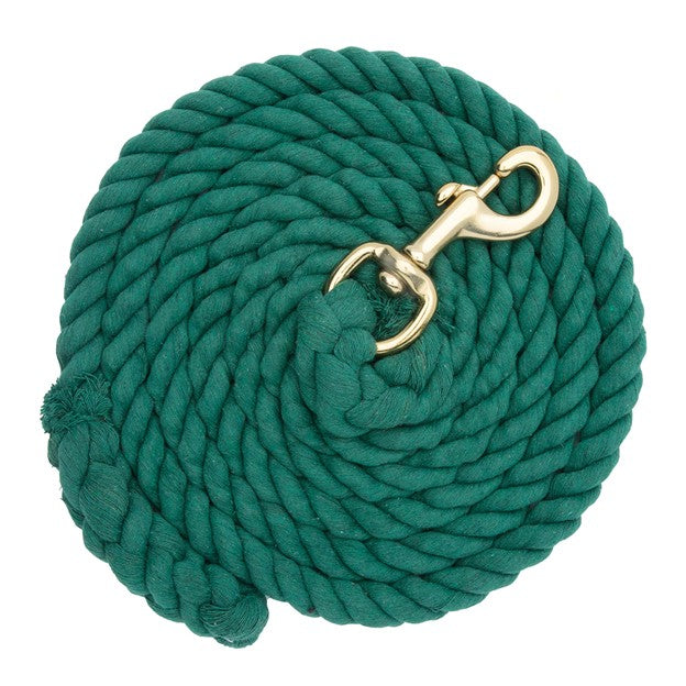 Weaver Leather cotton lead rope with solid brass 225 snap, available in multiple colors, ideal for safe and durable animal handling.