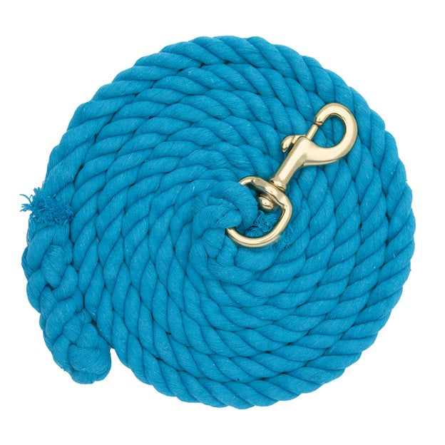 Weaver Leather cotton lead rope with solid brass 225 snap in multiple colors, durable and soft for reliable horse handling.