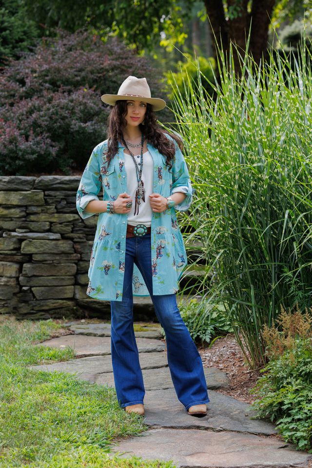 Tasha Polizzi Women's Aqua Four Corners Tunic