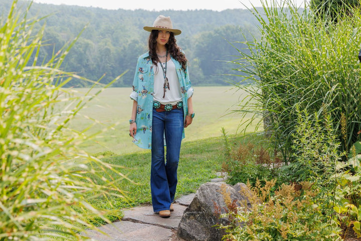 Tasha Polizzi Women's Aqua Four Corners Tunic