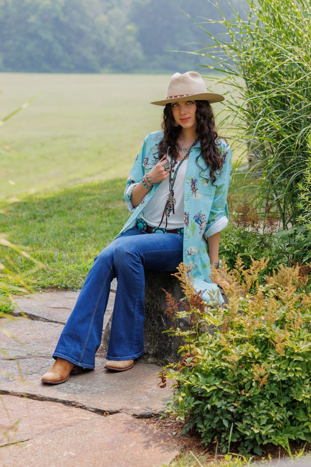 Tasha Polizzi Women's Aqua Four Corners Tunic