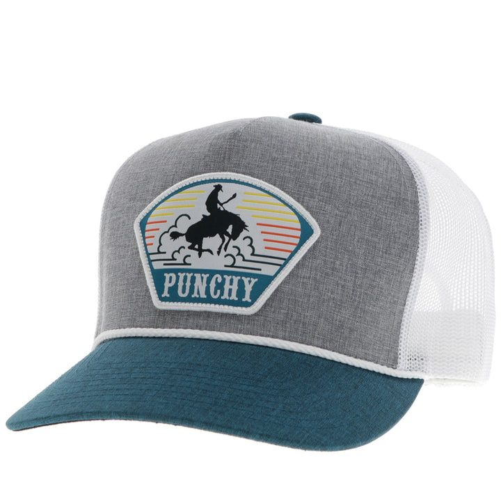 Hooey Grey and White Punchy Hat with Orange and Teal Patch