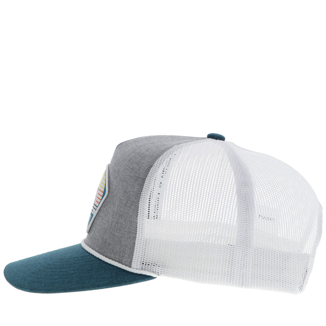 Hooey Grey and White Punchy Hat with Orange and Teal Patch