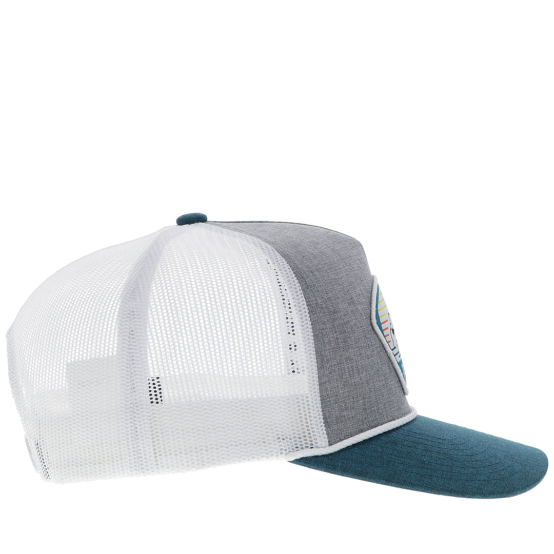 Hooey Grey and White Punchy Hat with Orange and Teal Patch