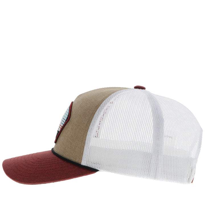 Hooey Tan and White Punchy Hat with Blue and Rust Patch