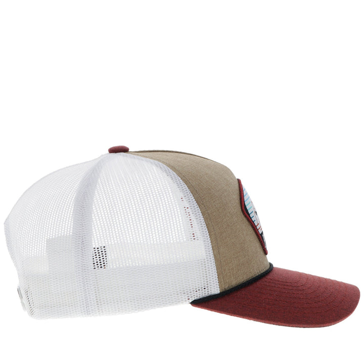 Hooey Tan and White Punchy Hat with Blue and Rust Patch