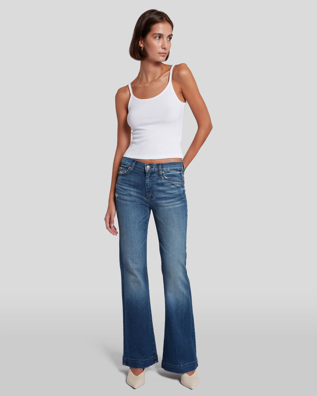 7 For All Mankind Women's Lake Blue Tailorless Dojo Jean